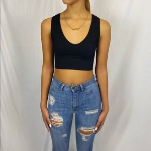 Black plunge crop top